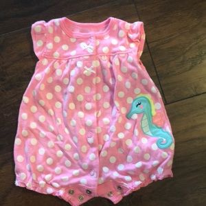 Carter’s pink & white dot seahorse one-piece